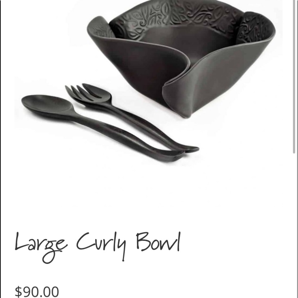 Ivory-Hilborn Large Curly Bowl W/Rosewood Servers